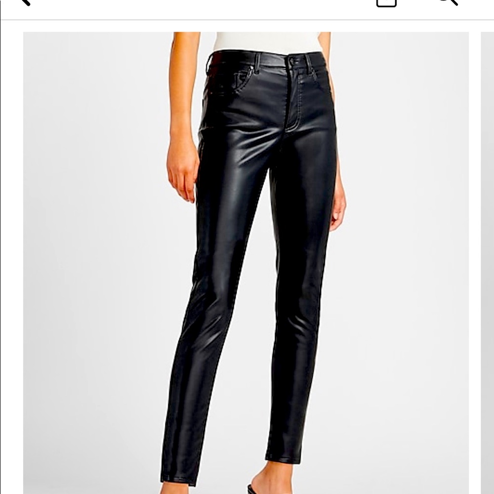 High waisted vegan leather skinny ankle pants